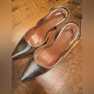 ASOS slingback gold heels